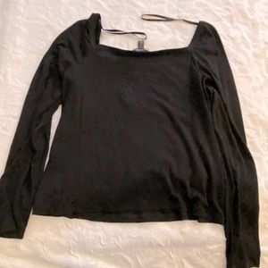 Banana Republic cute square neck ribbed top XL Black